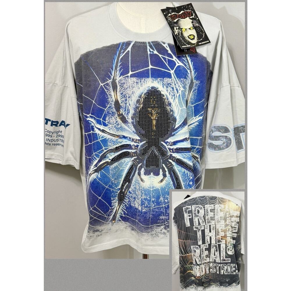 NEW Stray Industries Studded Spider Wide Crop Free The Real Streetwear 2XL $149